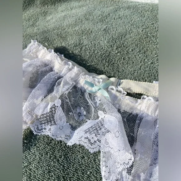Vintage Union Made Garter Belt Lingerie Pinup OS White Floral Lace Delicate Sexy - Picture 6 of 10
